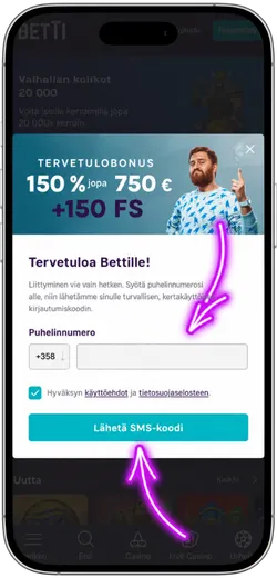 Betti Casino bonusrekisteröinti