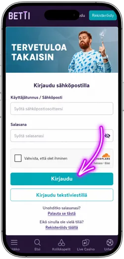 Betti Casino kirjautumisen vahvistaminen