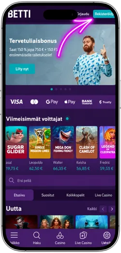 Betti Casino kirjautumispainike